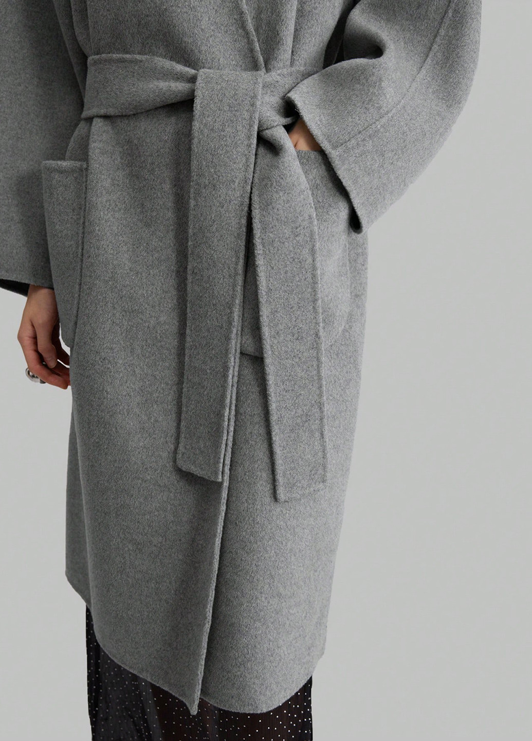 Серое демисезонное Пальто оверсайз SHEIN
