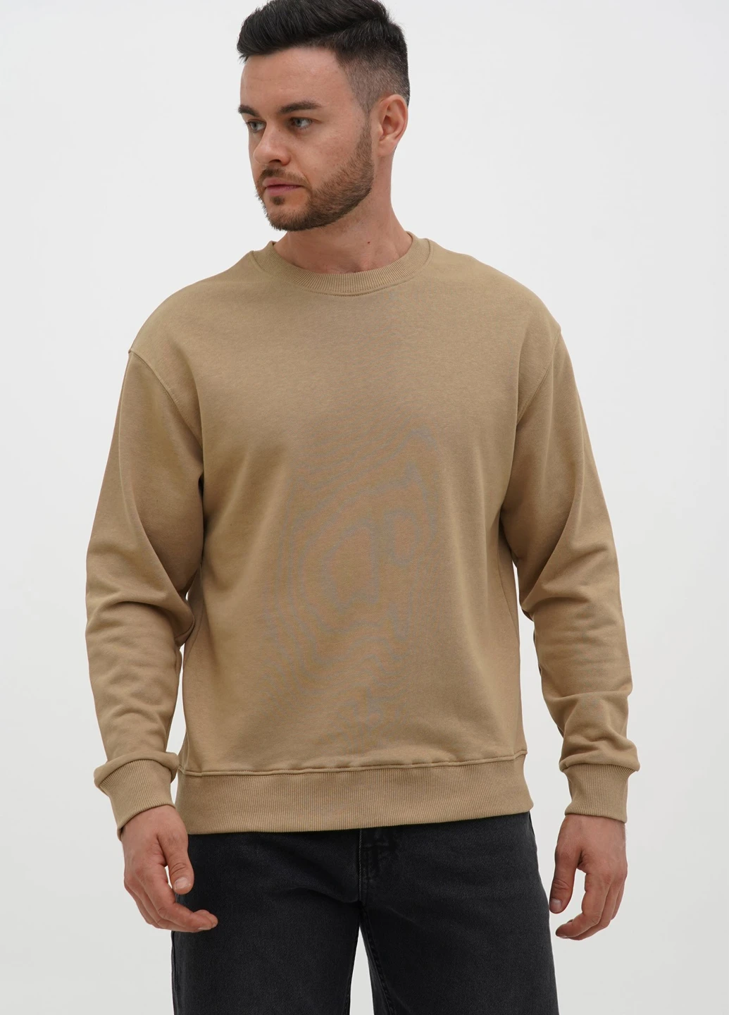 Темно-бежевый свитшот Trend Collection однотонный без декора (303023662)