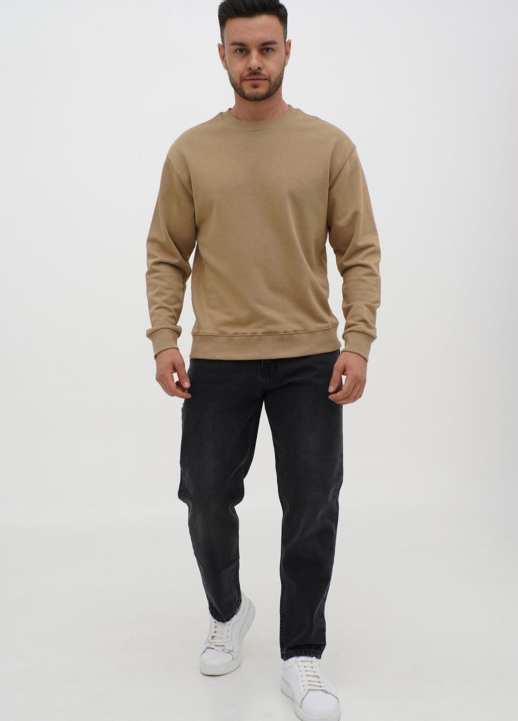 Темно-бежевый свитшот Trend Collection однотонный без декора (303023662)