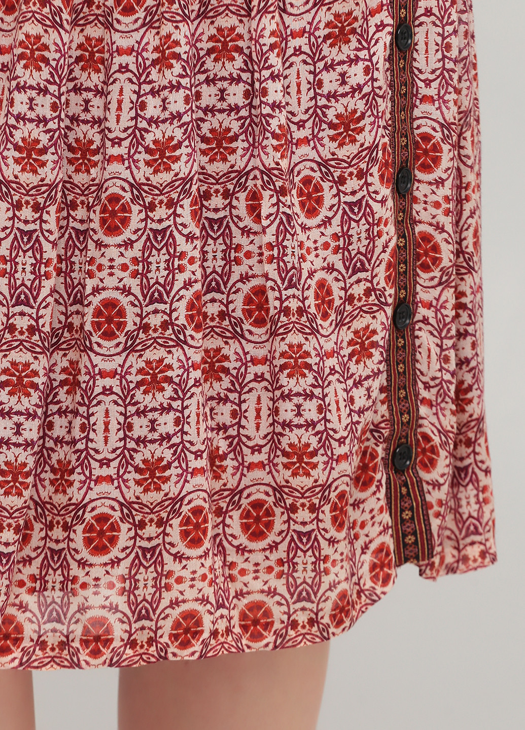Красная кэжуал с орнаментом юбка Promod клешированная