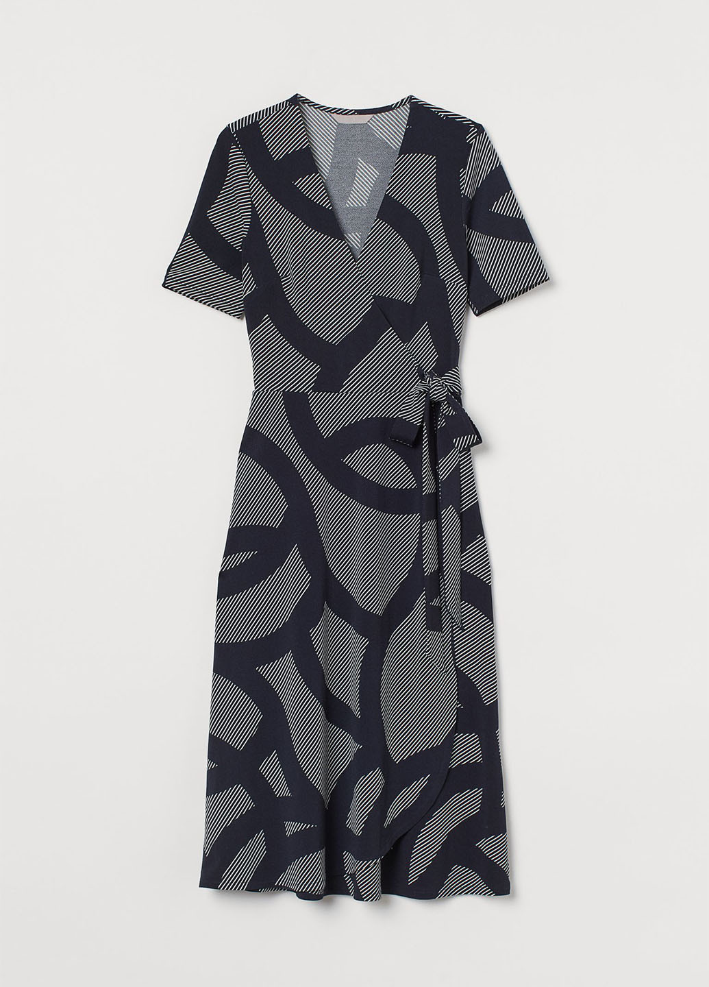 Комбинированное кэжуал платье на запах H&M с абстрактным узором
