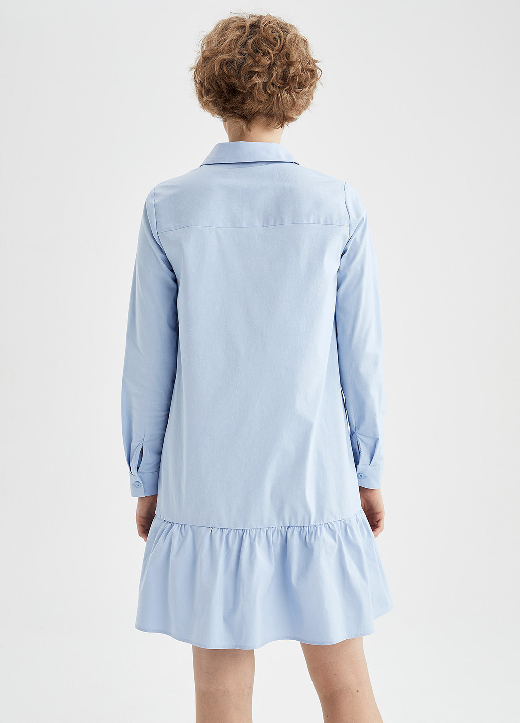 Блакитна кежуал плаття, сукня сорочка DeFacto