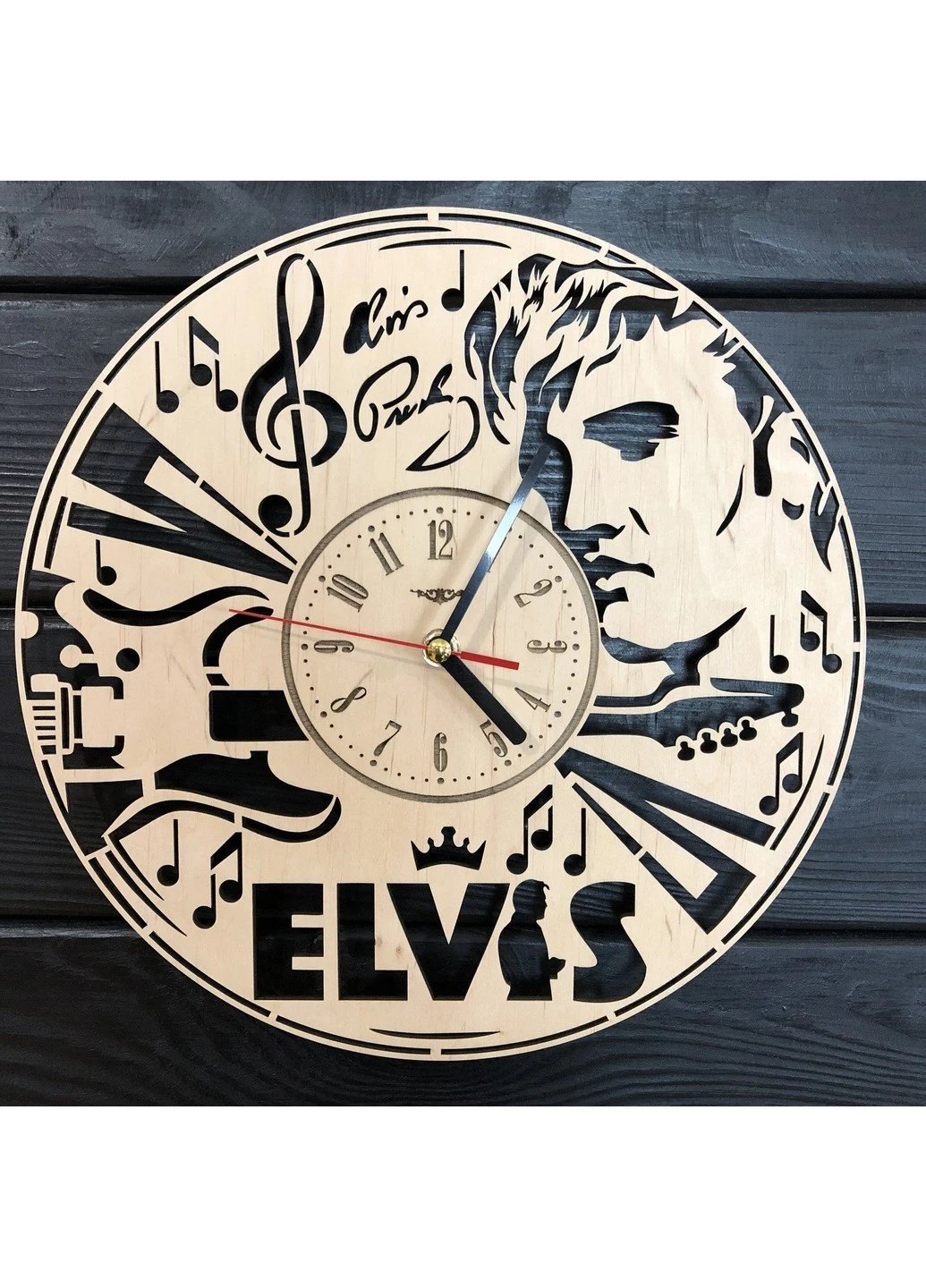 Дизайнерський настінний годинник з дерева «Elvis» 7Arts (253567833)