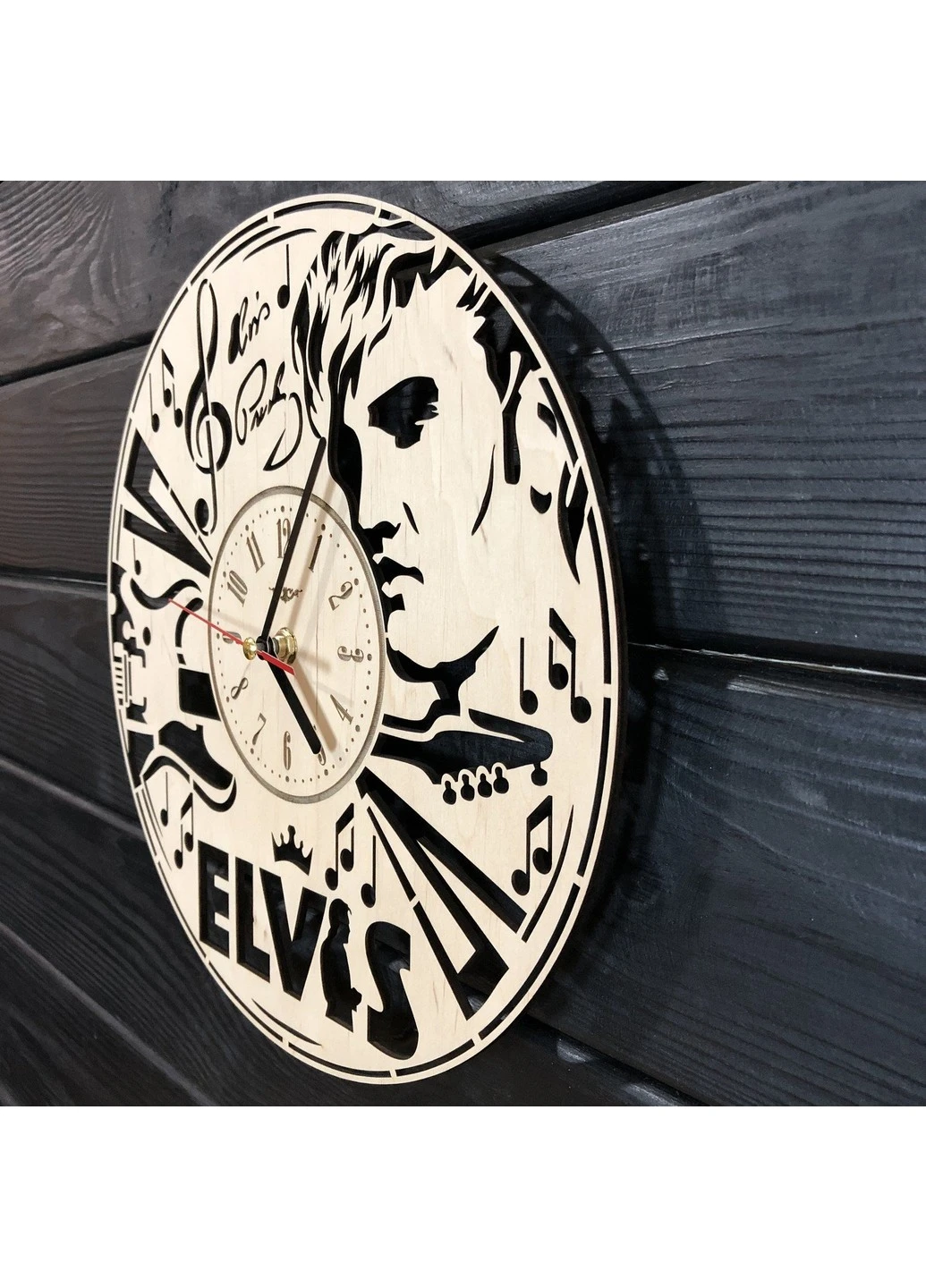 Дизайнерський настінний годинник з дерева «Elvis» 7Arts (253567833)