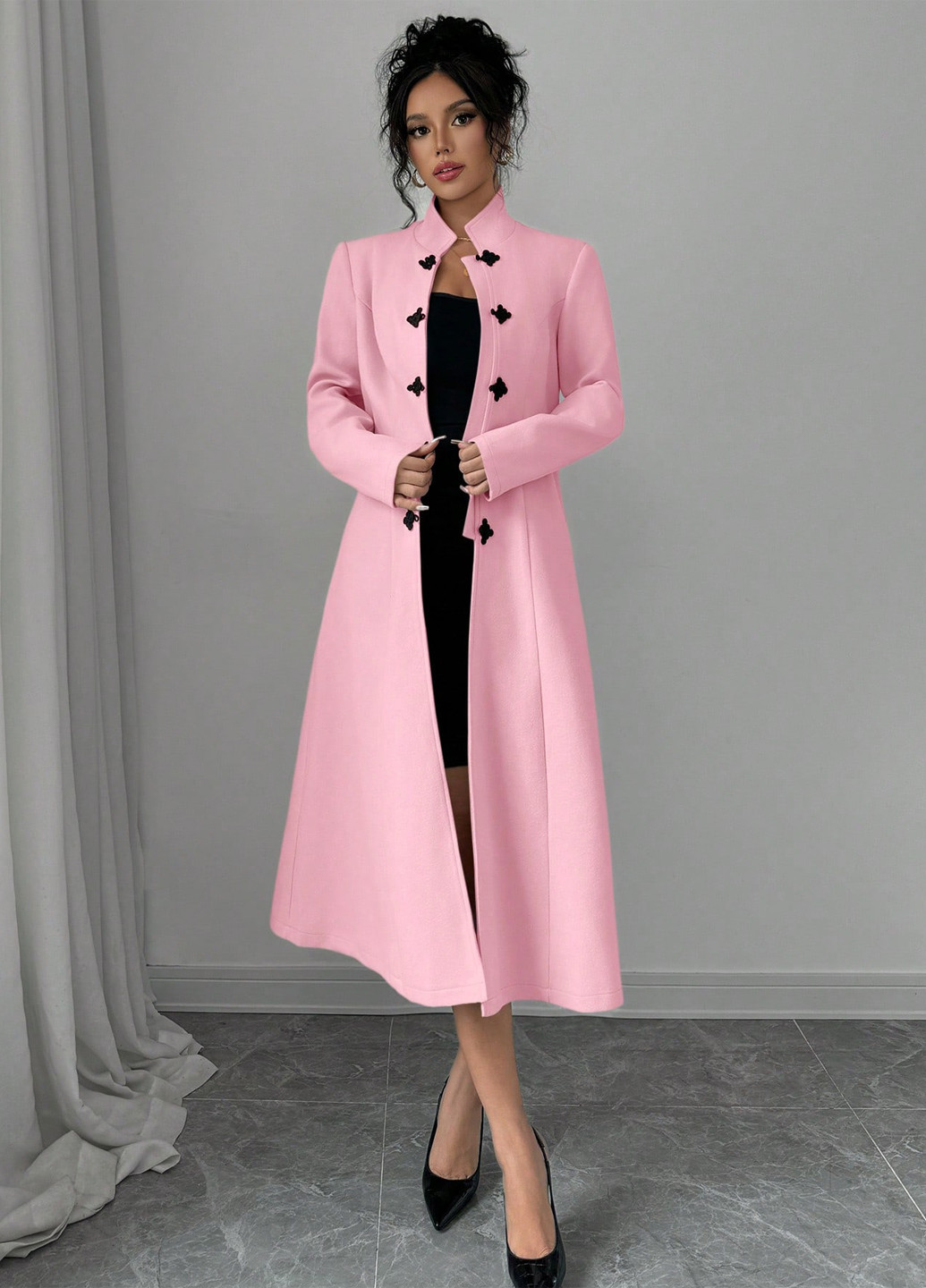 Розовое демисезонное Пальто однобортное SHEIN