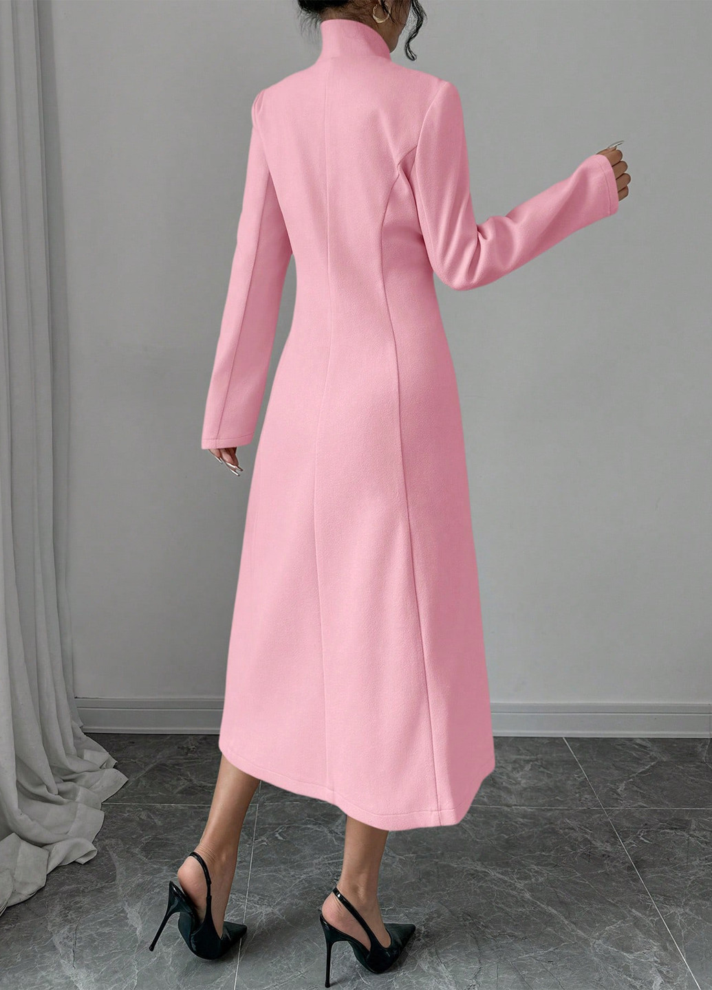 Розовое демисезонное Пальто однобортное SHEIN