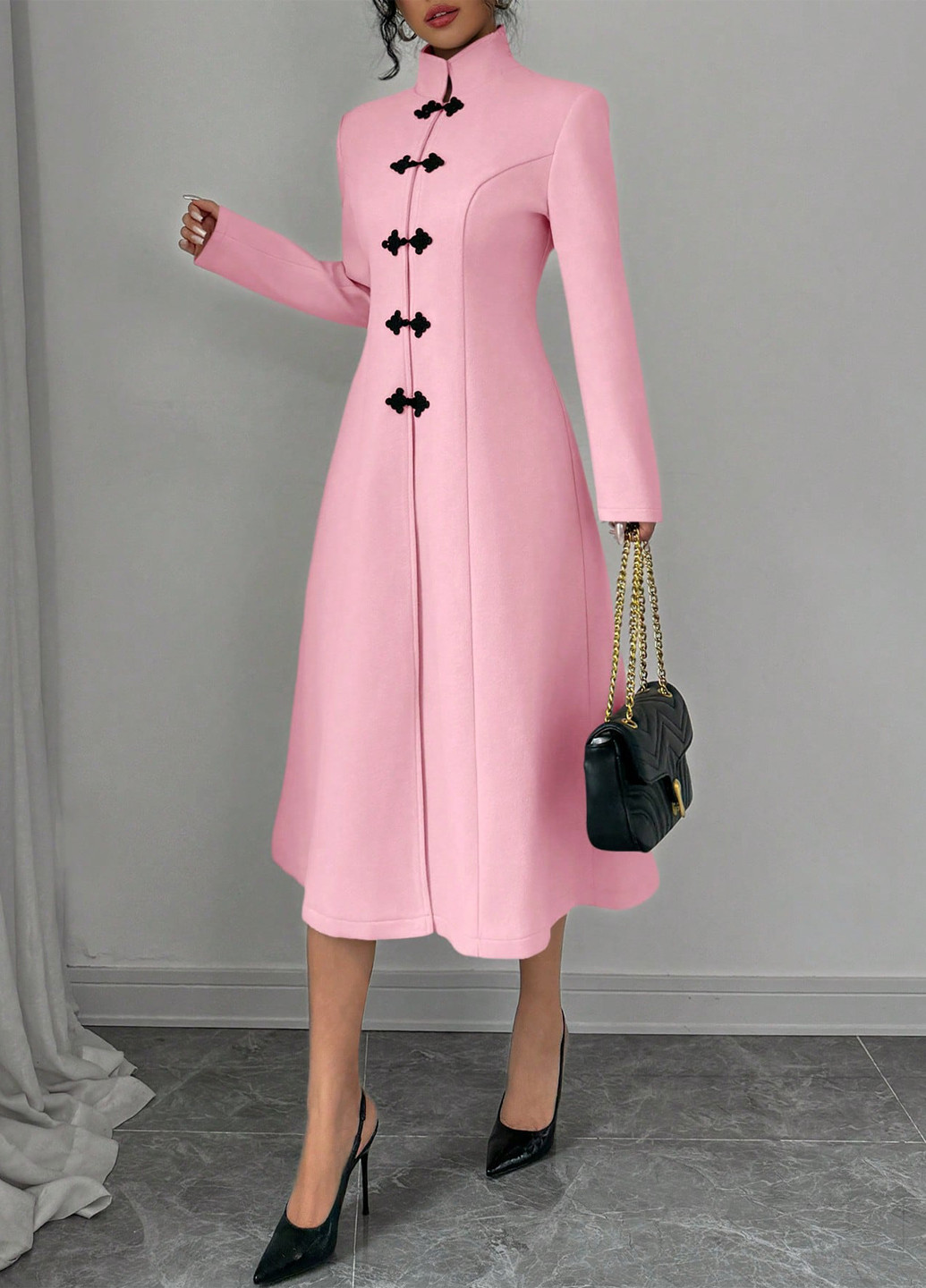 Розовое демисезонное Пальто однобортное SHEIN