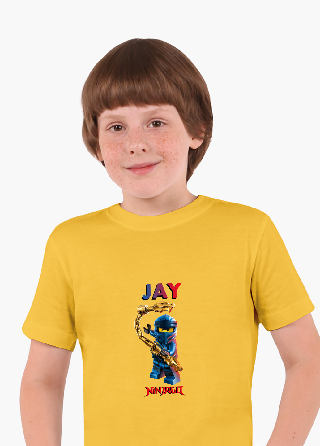 Жовта демісезонна футболка дитяча джей уокер лего ніндзяго (jay walker lego ninjago masters of spinjitzu) (9224-2638) MobiPrint
