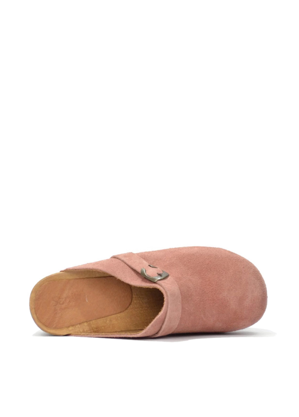 Розовые сабо Sanita на низком каблуке с пряжкой