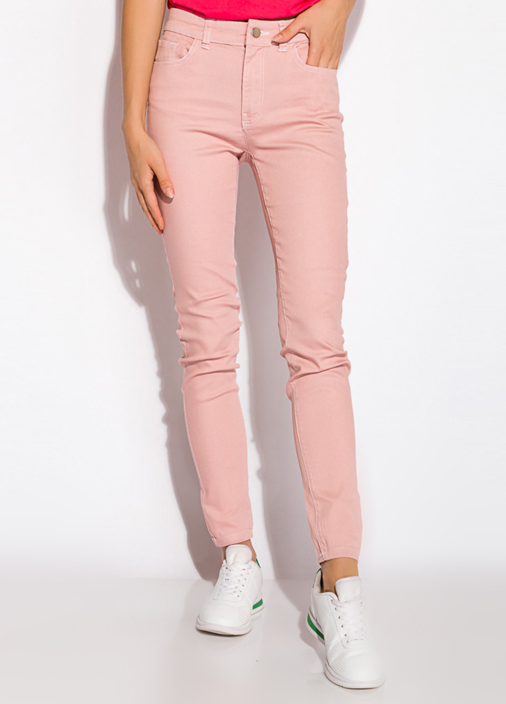 Светло-розовые демисезонные слим джинсы Time of Style