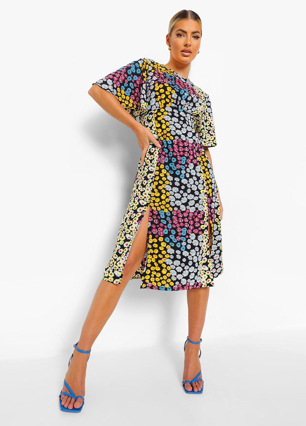 Чорна кежуал сукня з відкритою спиною Boohoo з квітковим принтом