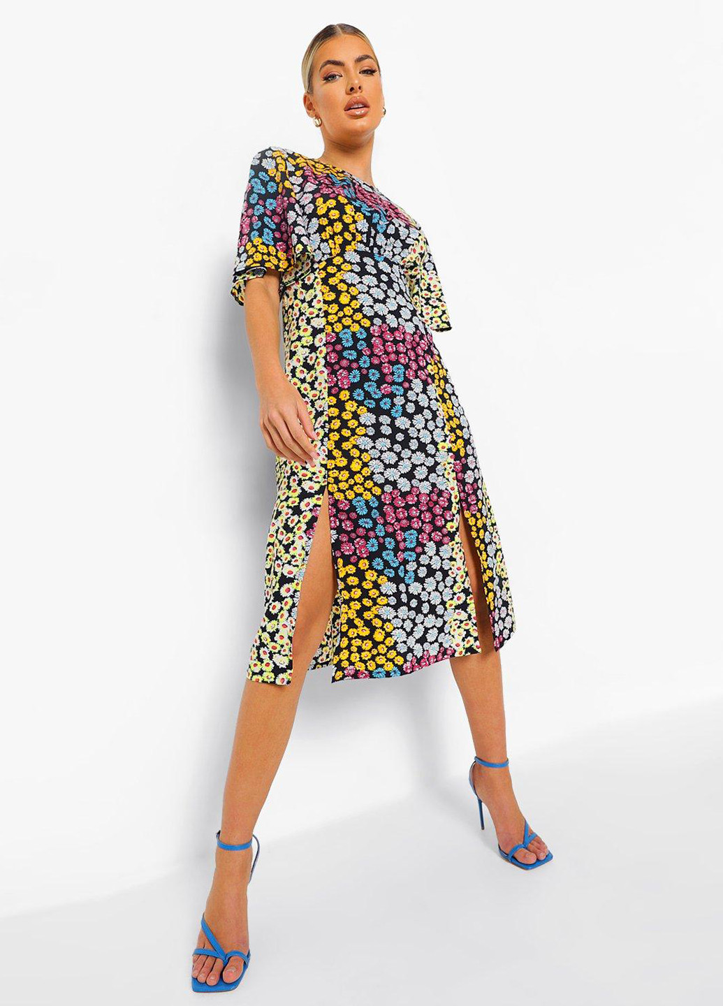 Чорна кежуал сукня з відкритою спиною Boohoo з квітковим принтом