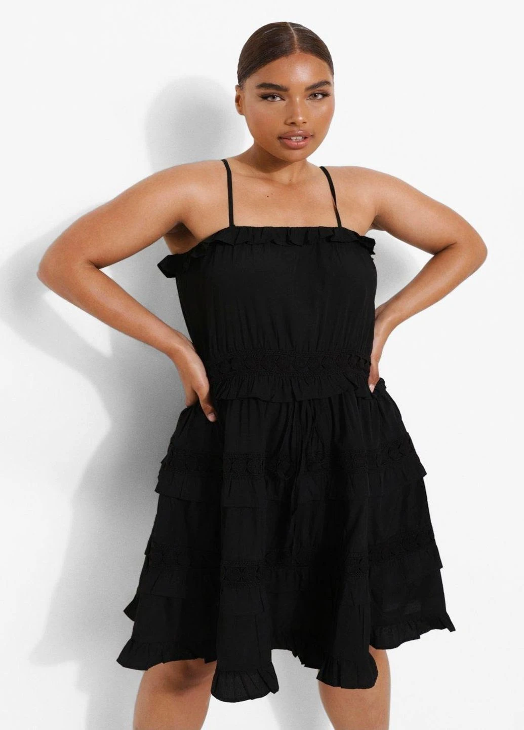 Черное кэжуал платье Boohoo однотонное