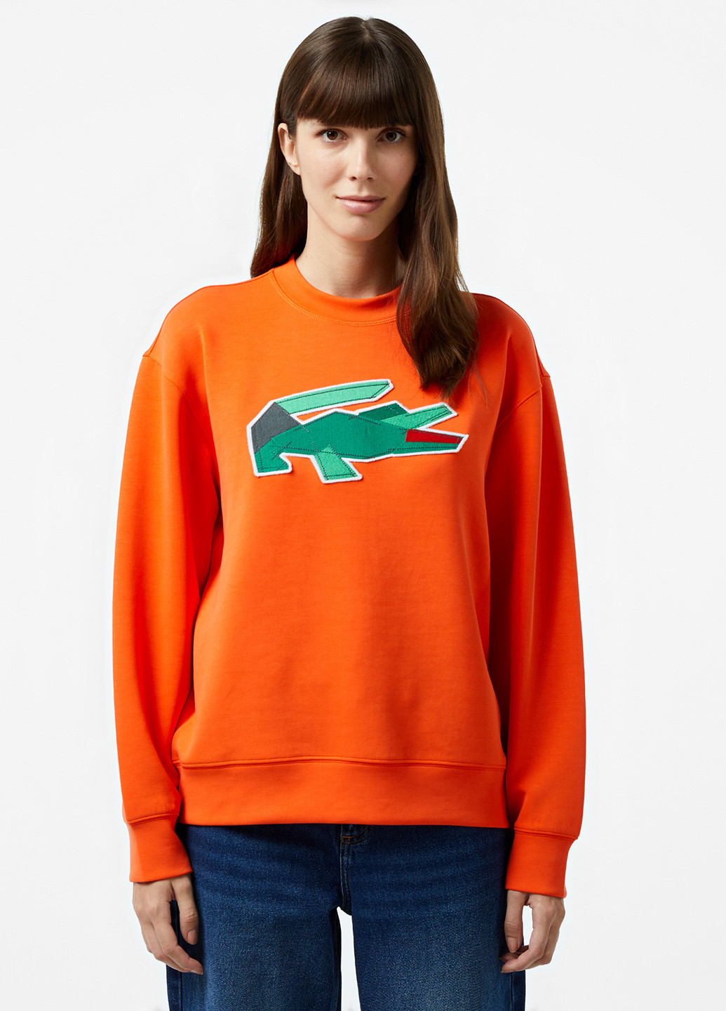 Оранжевый свитшот Lacoste рисунок нашивки (329694442)