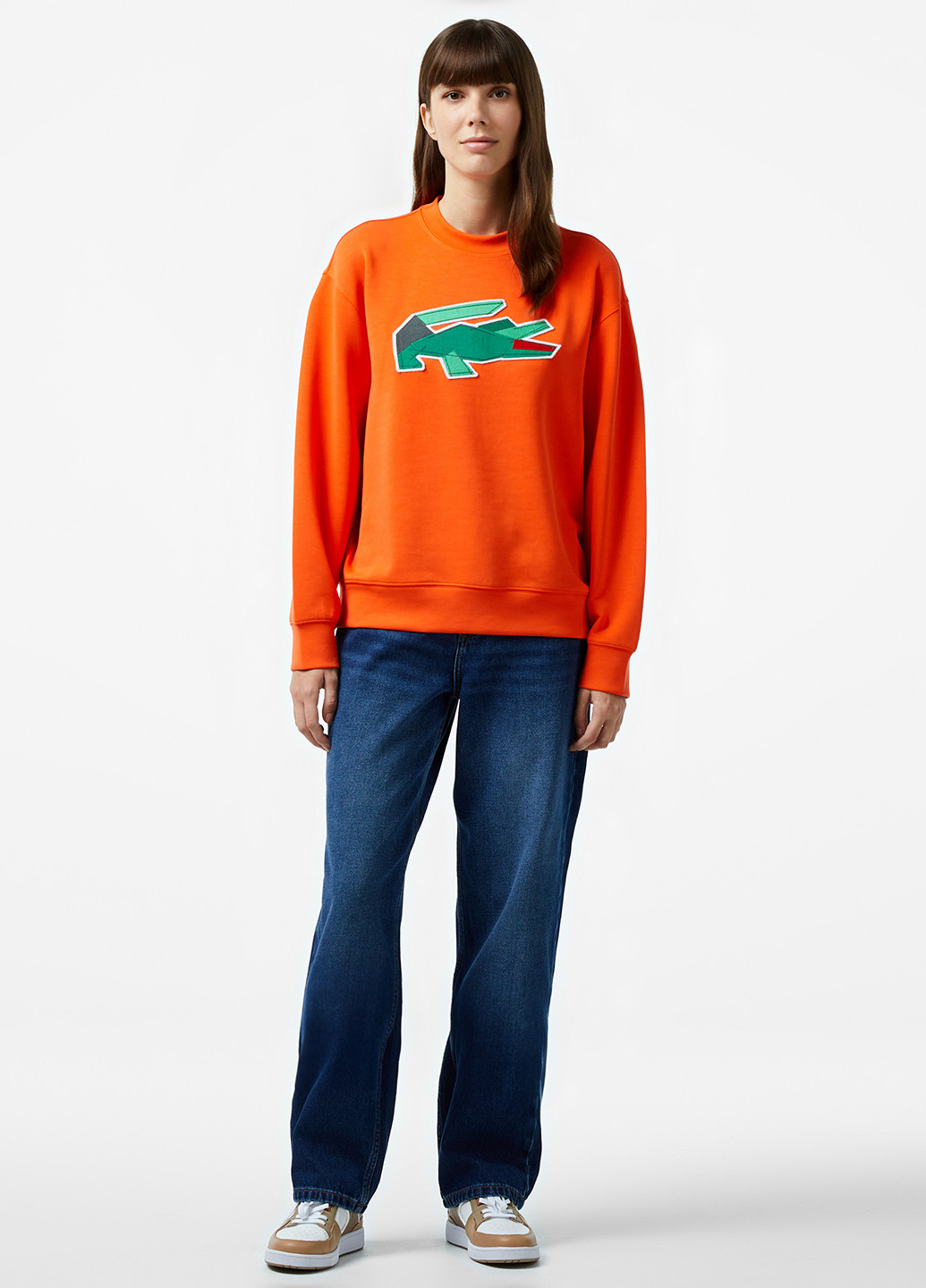 Оранжевый свитшот Lacoste рисунок нашивки (329694442)