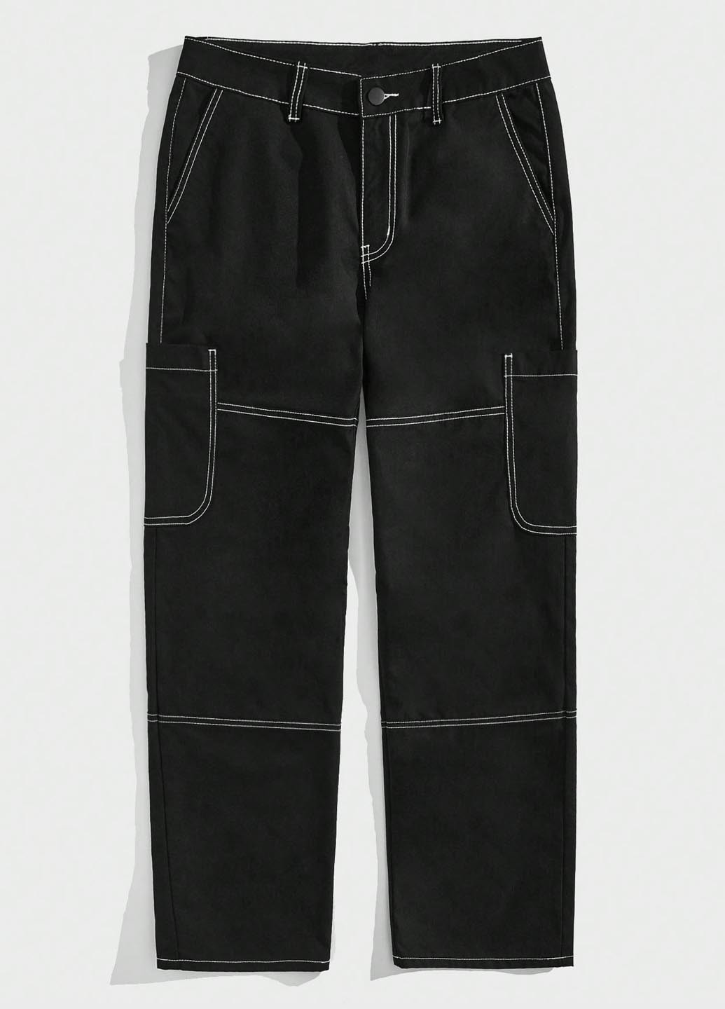 Черные кэжуал демисезонные прямые брюки SHEIN