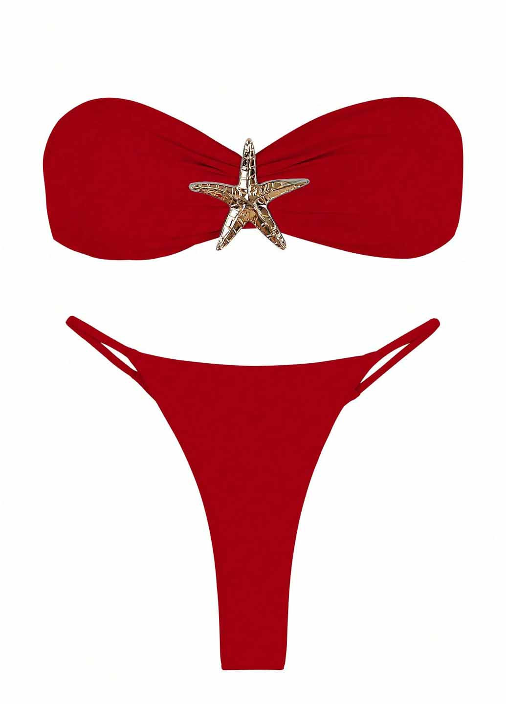 Червоний літній купальник (бюст, трусики) роздільний SHEIN