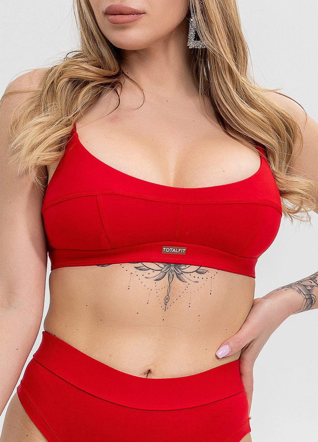 Красный демисезонный хлопковый комплект белья бралет и слипы TOTALFIT