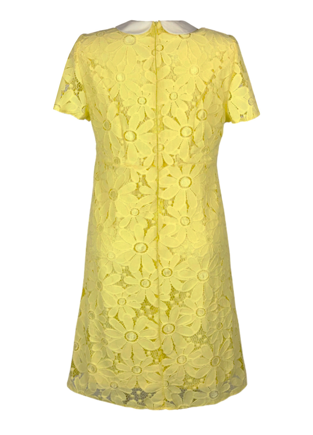 Комбинированное вечернее желтое кружевное мини платье а-силуэт F&F однотонное