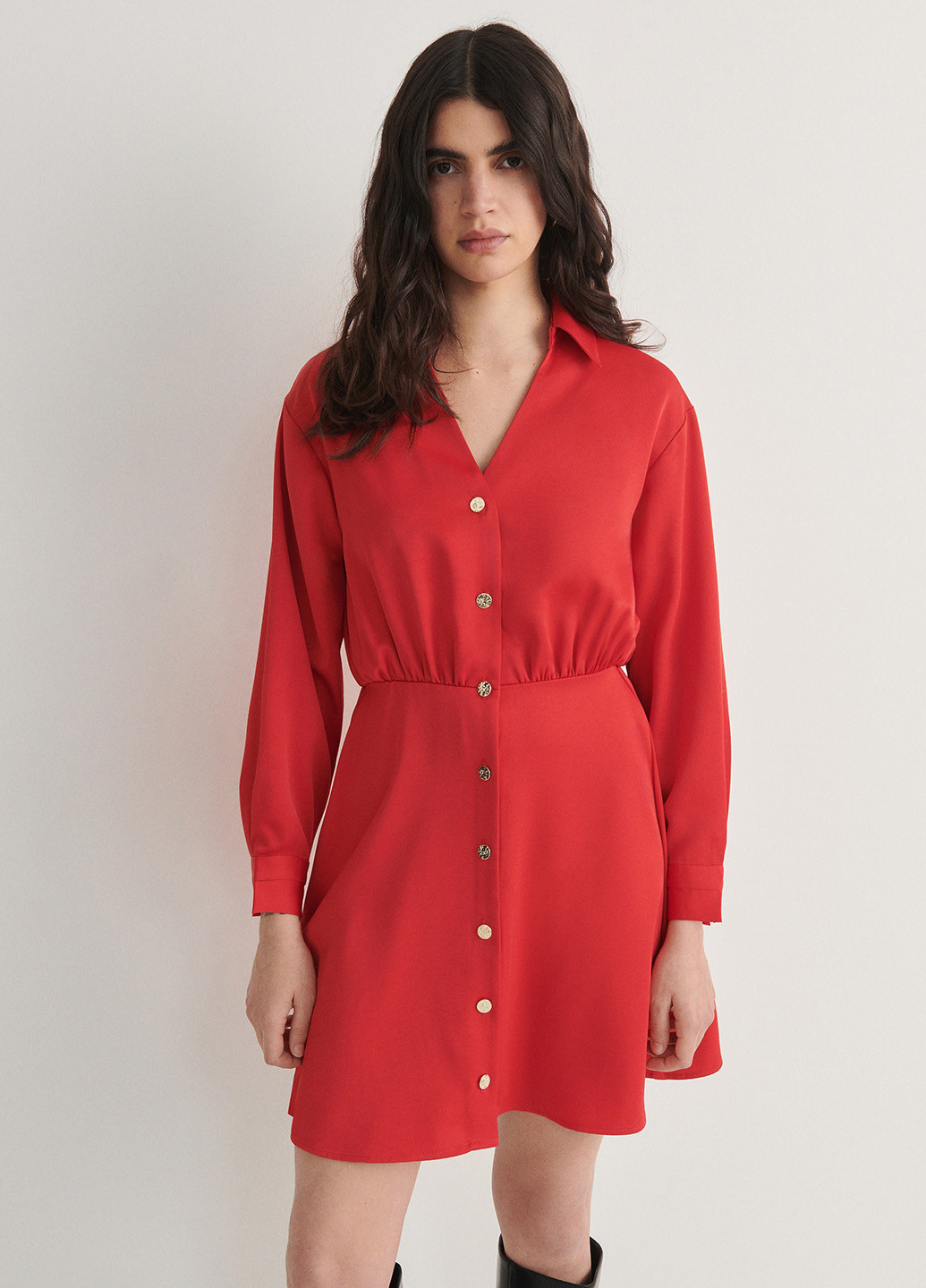 Червона кежуал сукня сукня-сорочка Reserved однотонна