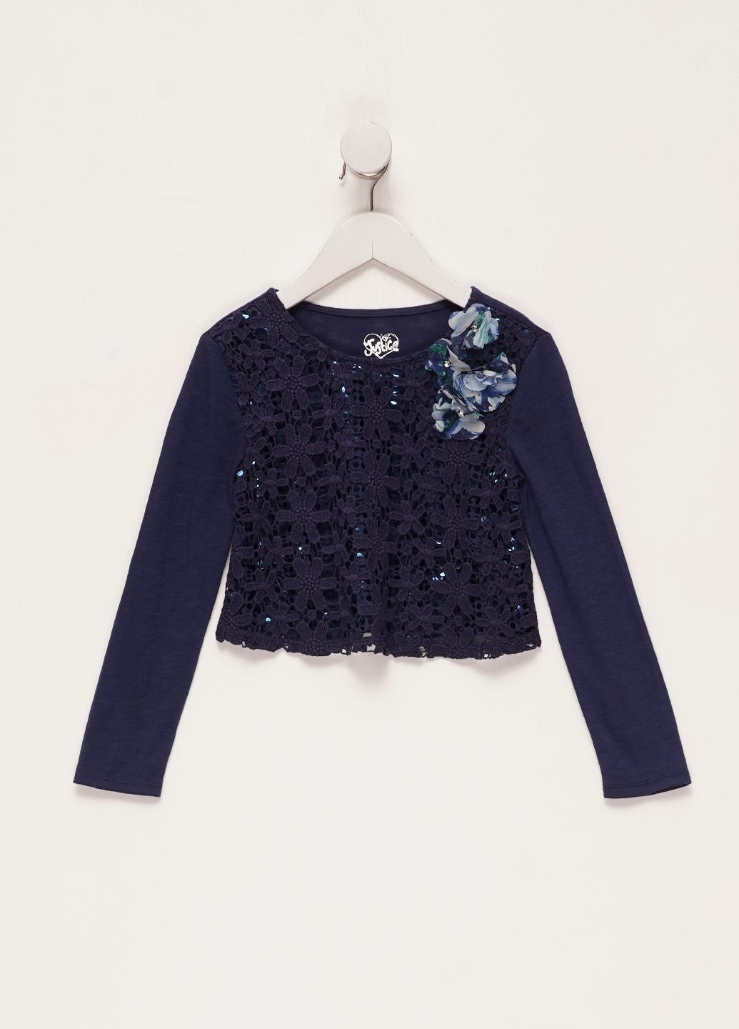 Темно-синий демисезонный кэжуал лонгслив Justice однотонный