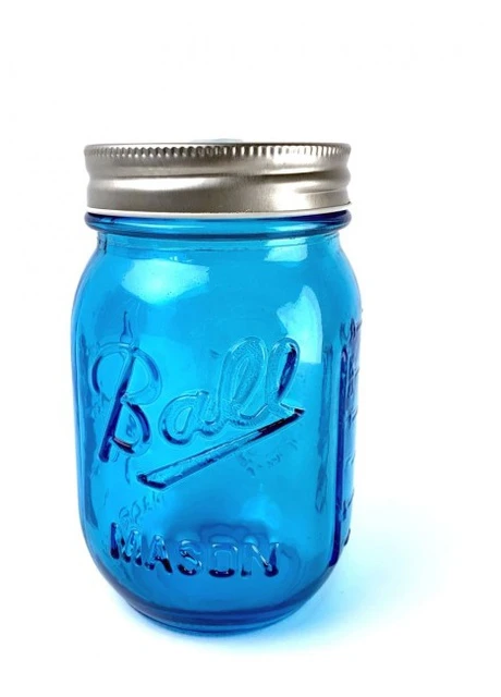 Банка Ball Mason Jars с трубочкой и 2 крышками, Голубой 400 мл More (253888716)