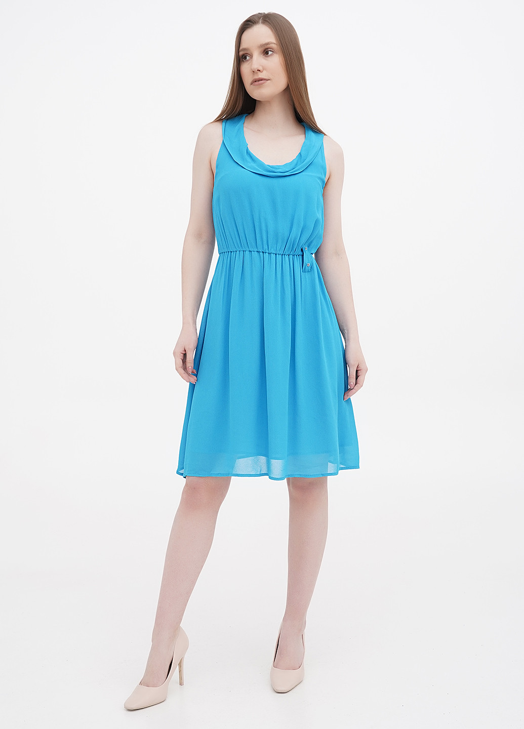 Голубое кэжуал платье клеш Liu Jo однотонное