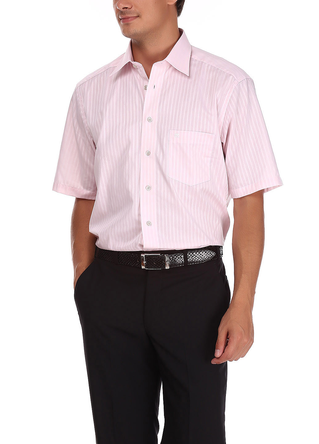 Бледно-розовая кэжуал рубашка Casa Moda с коротким рукавом