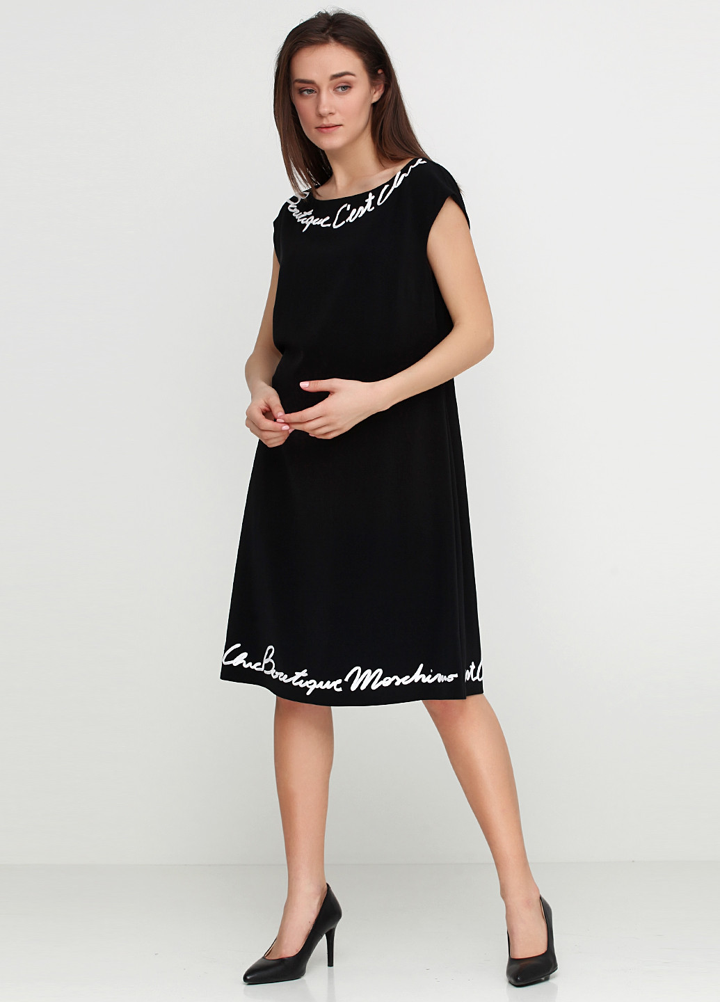 Черное кэжуал платье Moschino однотонное