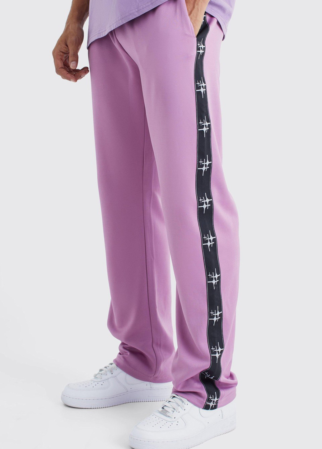 Фиолетовые спортивные демисезонные прямые брюки Boohoo