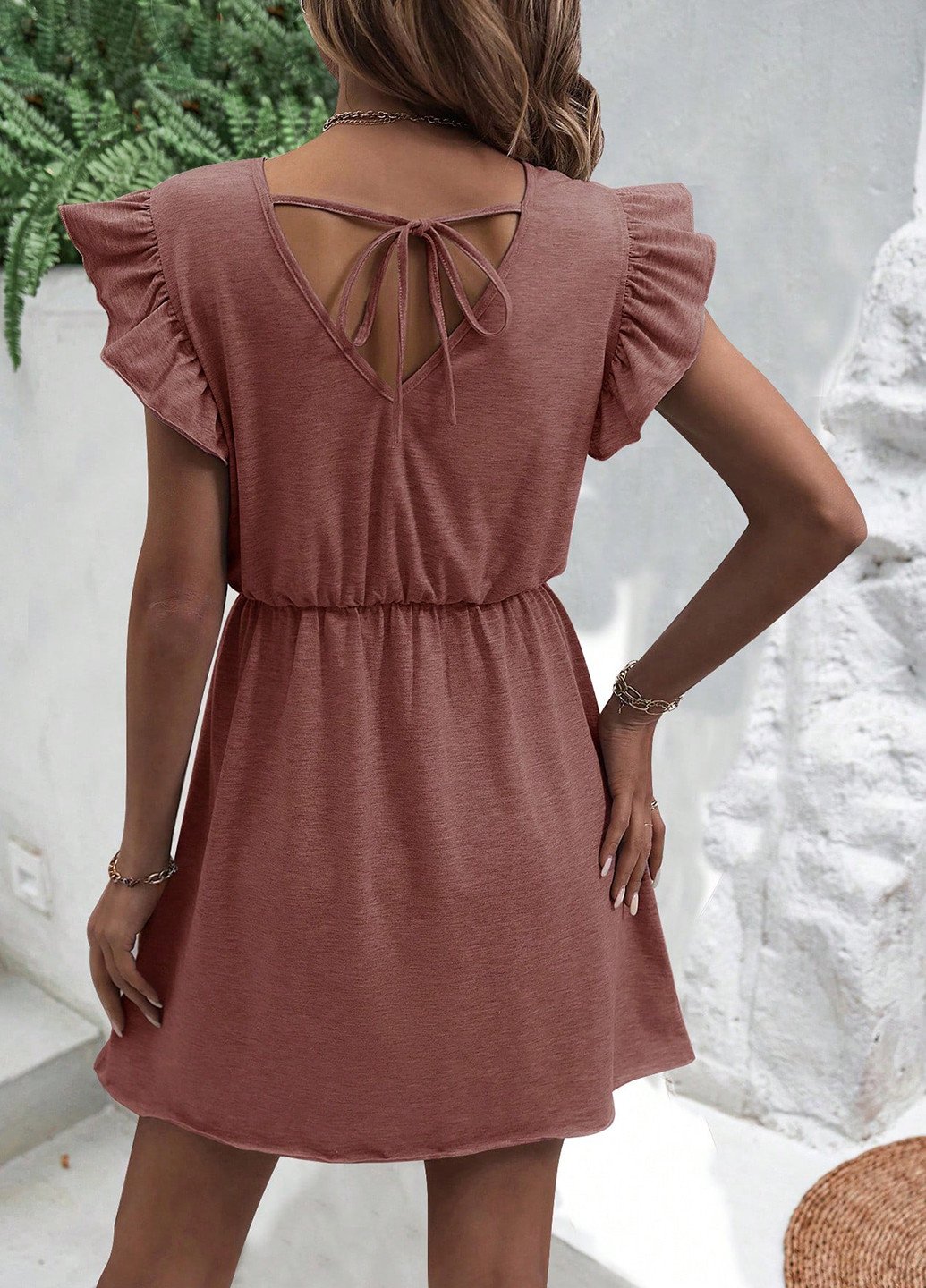 Темно-розовое кэжуал платье клеш SHEIN меланжевое