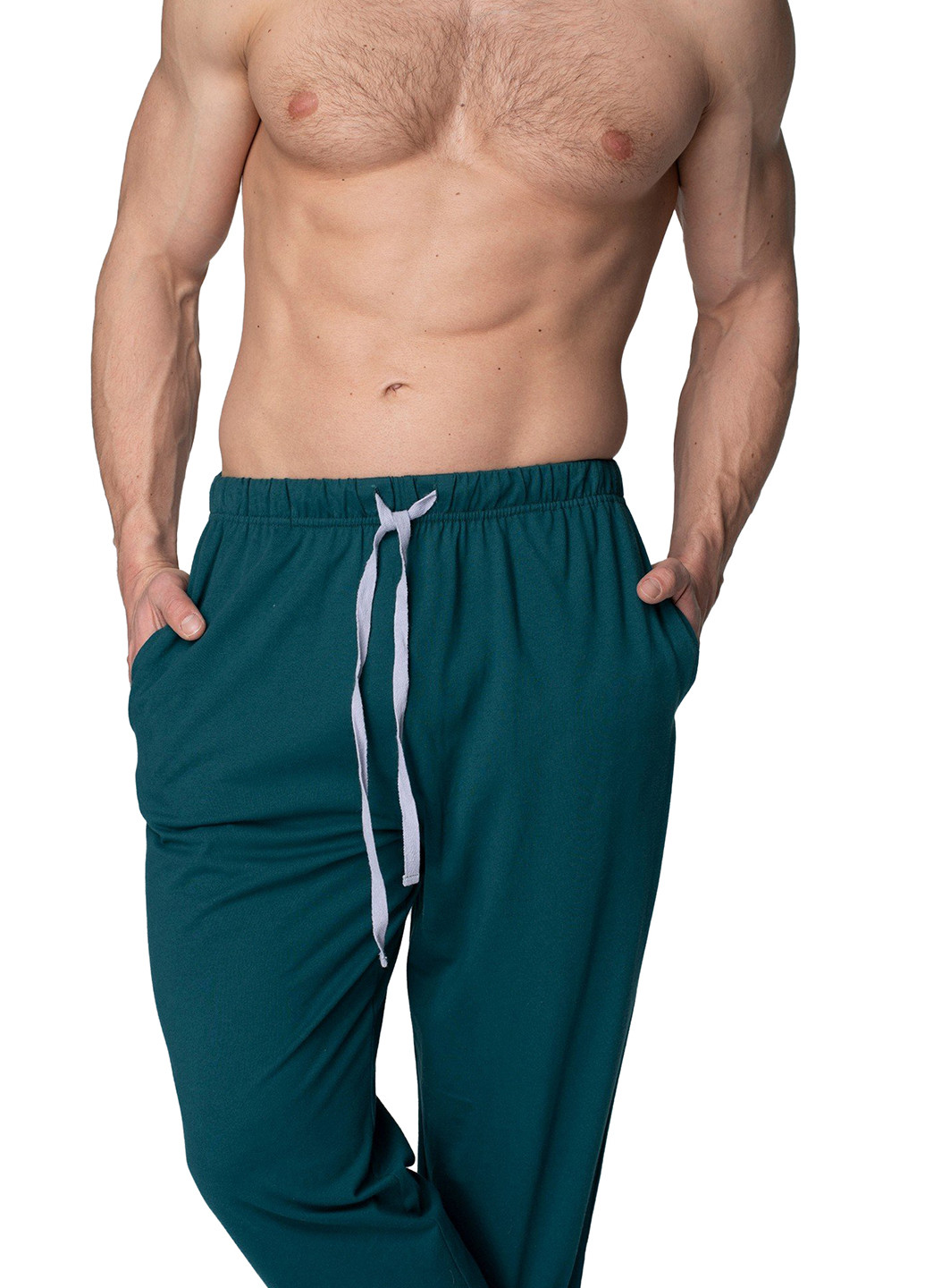 Пижама (лонгслив, брюки) Key лонгслив + брюки однотонная зелёная домашняя хлопок