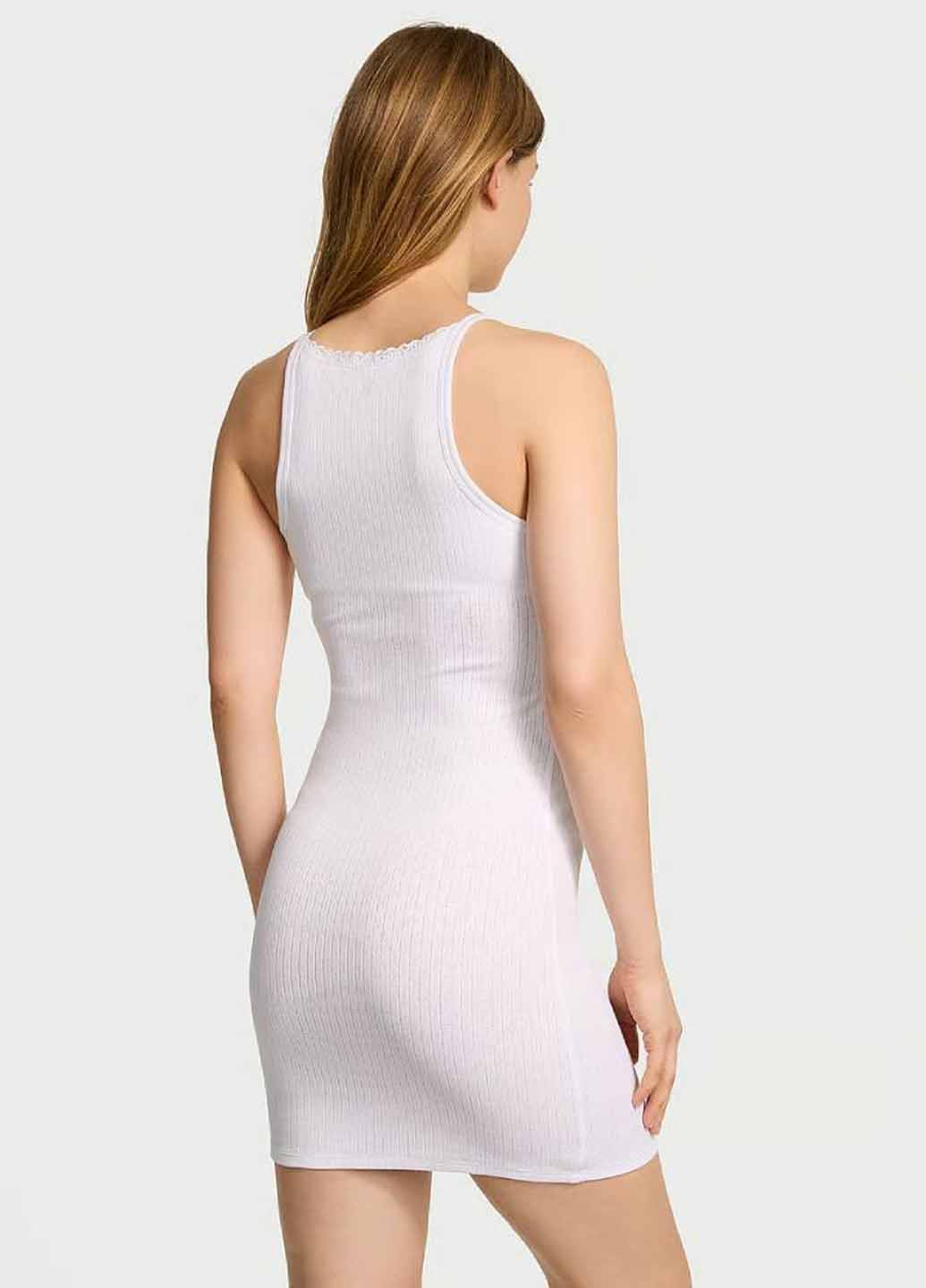 Білий домашній сукня силуетна, сукня-комбінація Victoria's Secret з логотипом