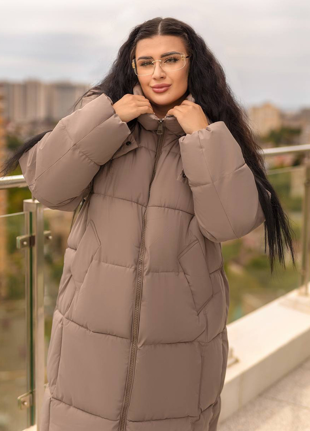 Светло-коричневая зимняя куртка No Brand