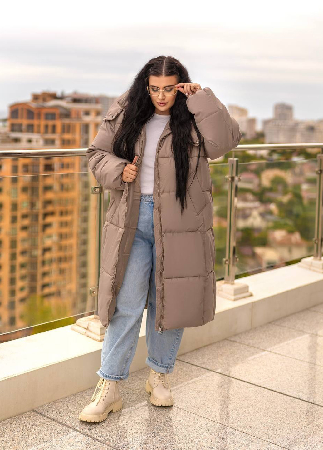 Светло-коричневая зимняя куртка No Brand