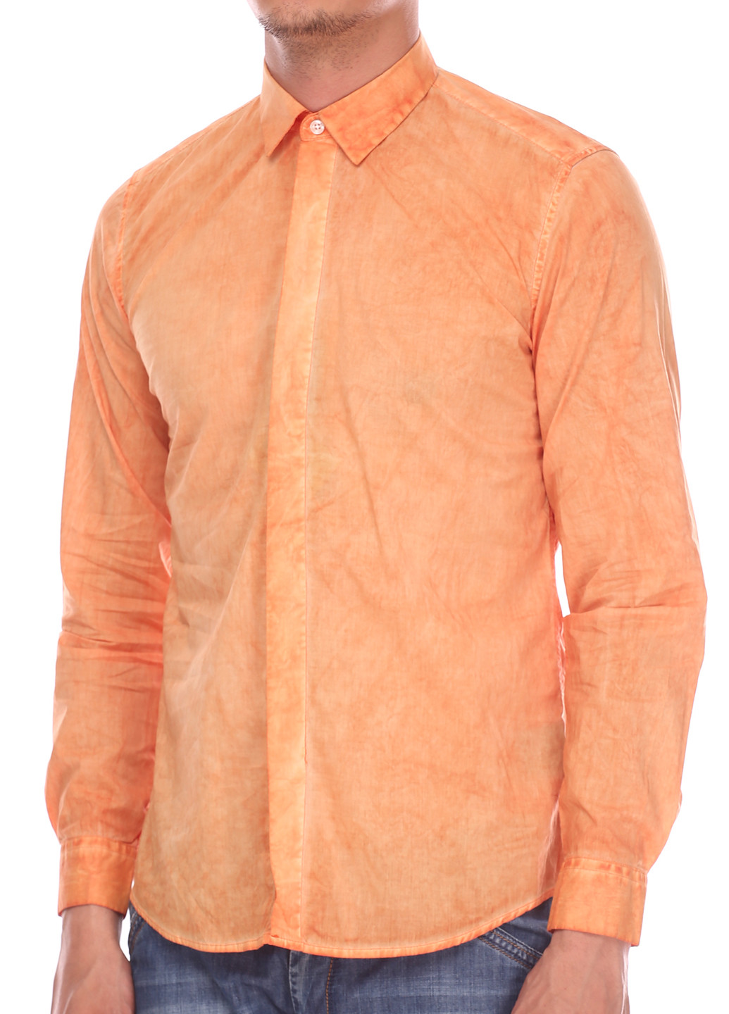 Оранжевая кэжуал рубашка однотонная Antony Morato с длинным рукавом