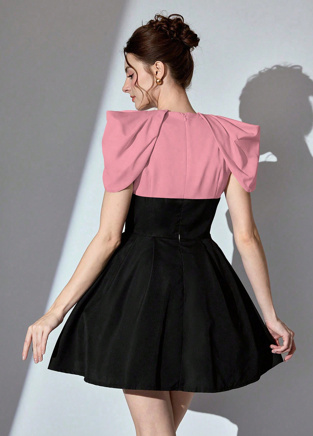 Розовое праздничный платье с юбкой-солнце SHEIN колор блок