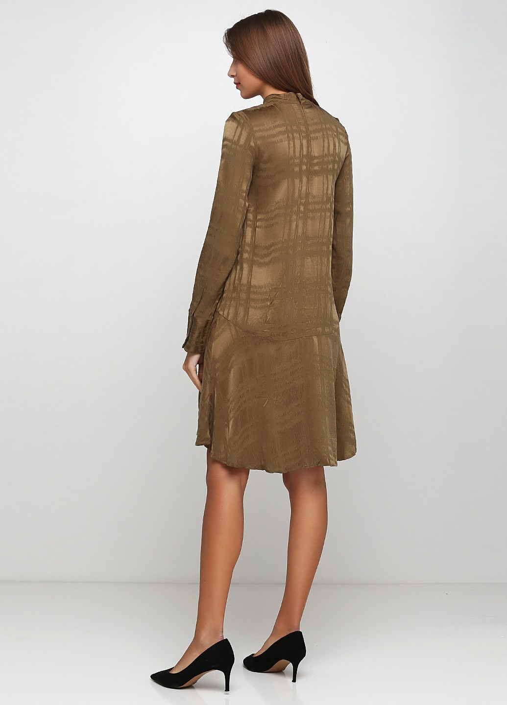 Кавова кежуал сукня кльош, а-силует H&M в клітинку