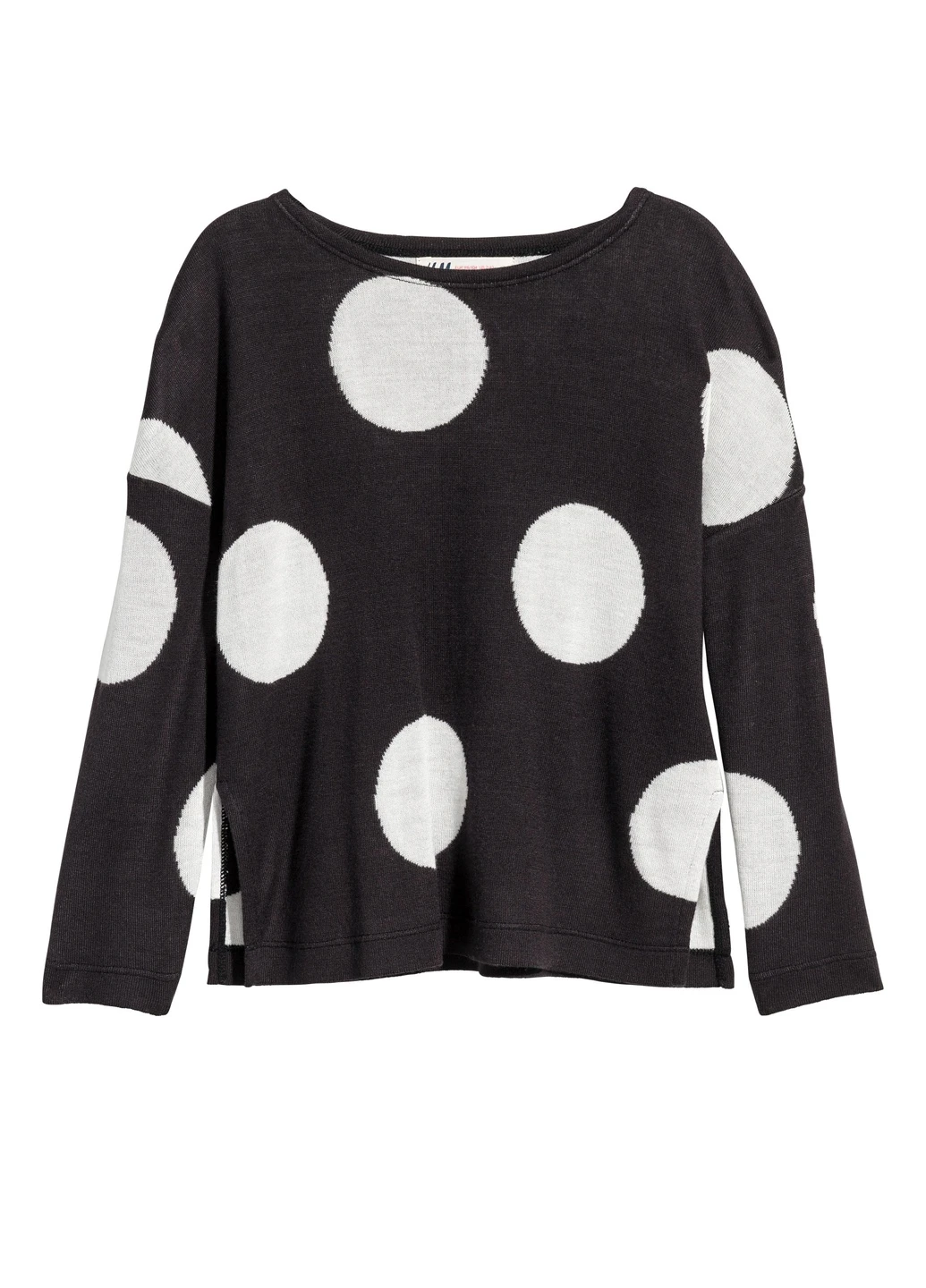 Лонгслів,чорний в білі візерунки, H&M (255192666)