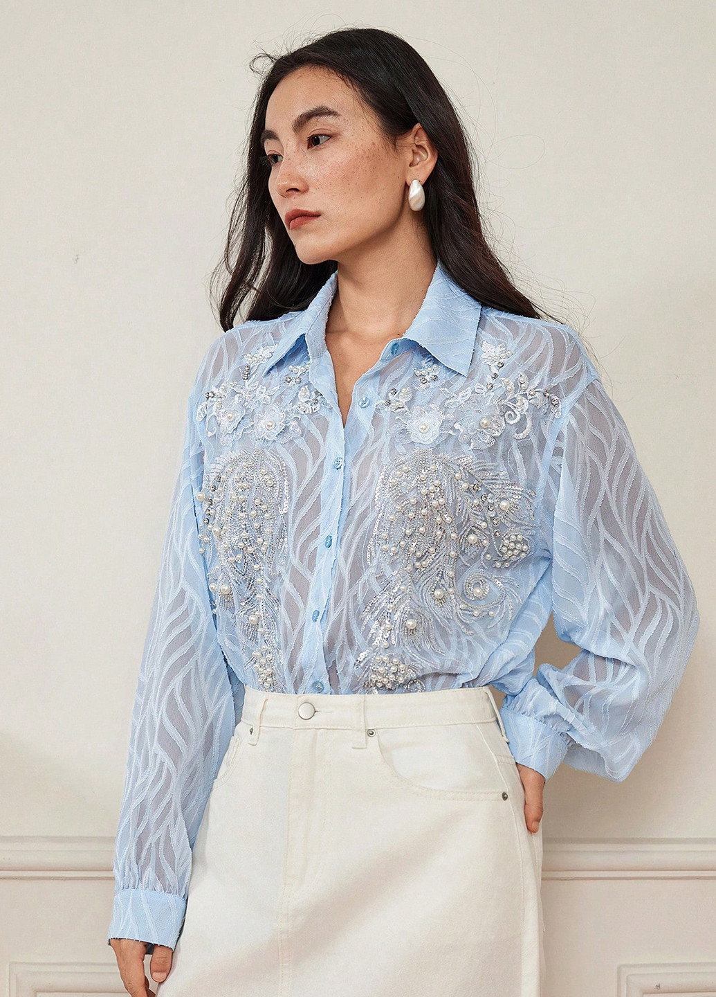 Блакитна блуза SHEIN