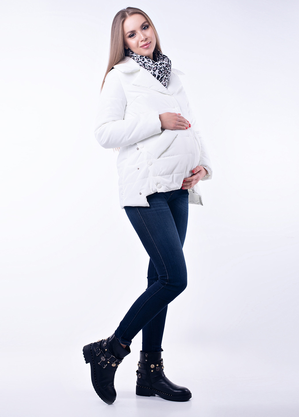 Белая демисезонная куртка 2в1 для беременных Lullababe