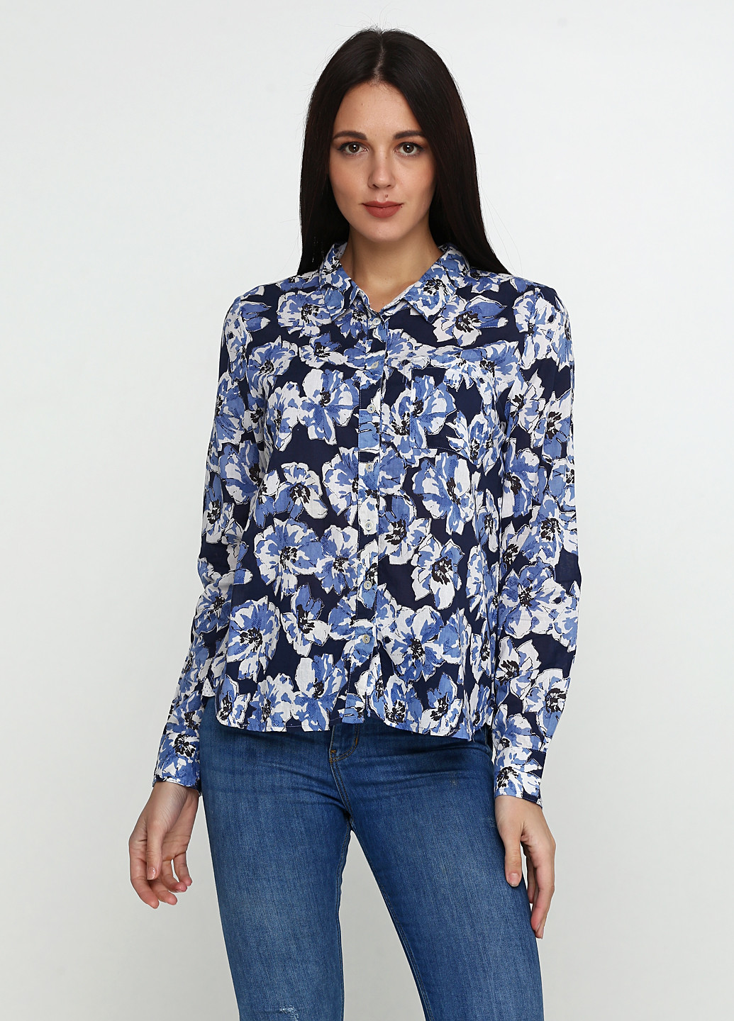 Темно-синяя кэжуал рубашка с цветами Kaffe