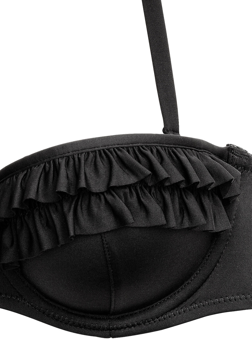 Купальный лиф H&M бандо однотонный чёрный пляжный
