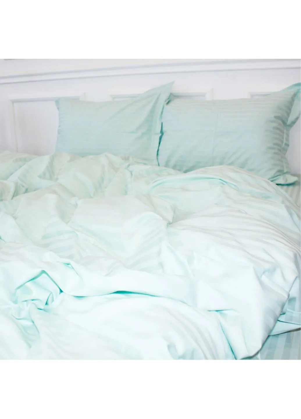 Постельное белье Satin Stripe 30-0013 Azure 175х210 двуспальный (2200005252390) Mirson (254079376)