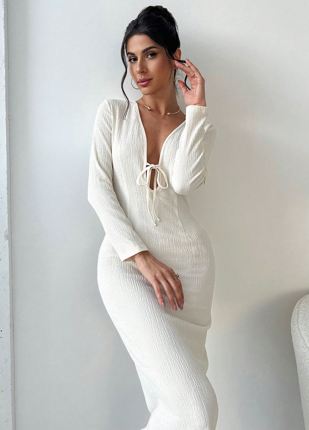 Кремовое праздничный платье SHEIN однотонное