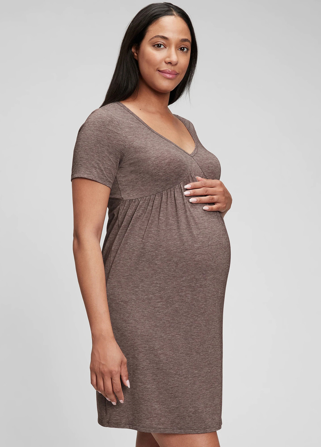 Кавова кежуал плаття для вагітних сукня-футболка Gap меланжева