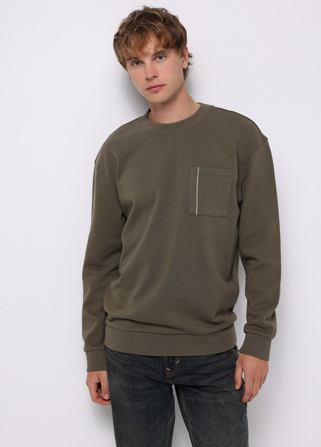 Хакі світшот Colin's однотонний без декору (368128324)