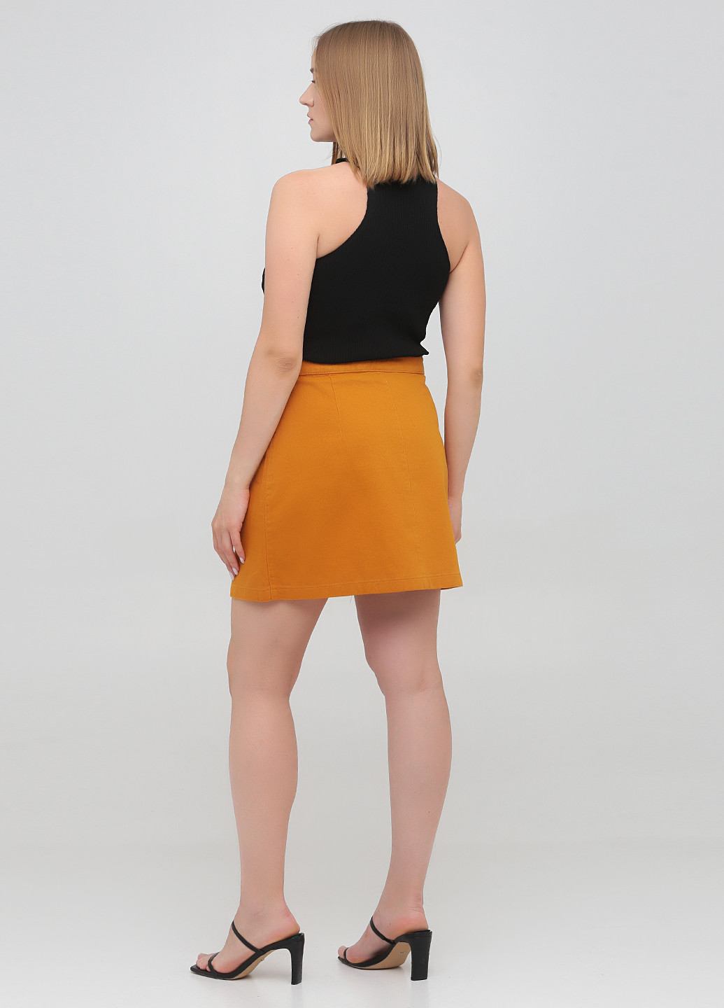 Оранжевая кэжуал однотонная юбка Monki а-силуэта (трапеция)