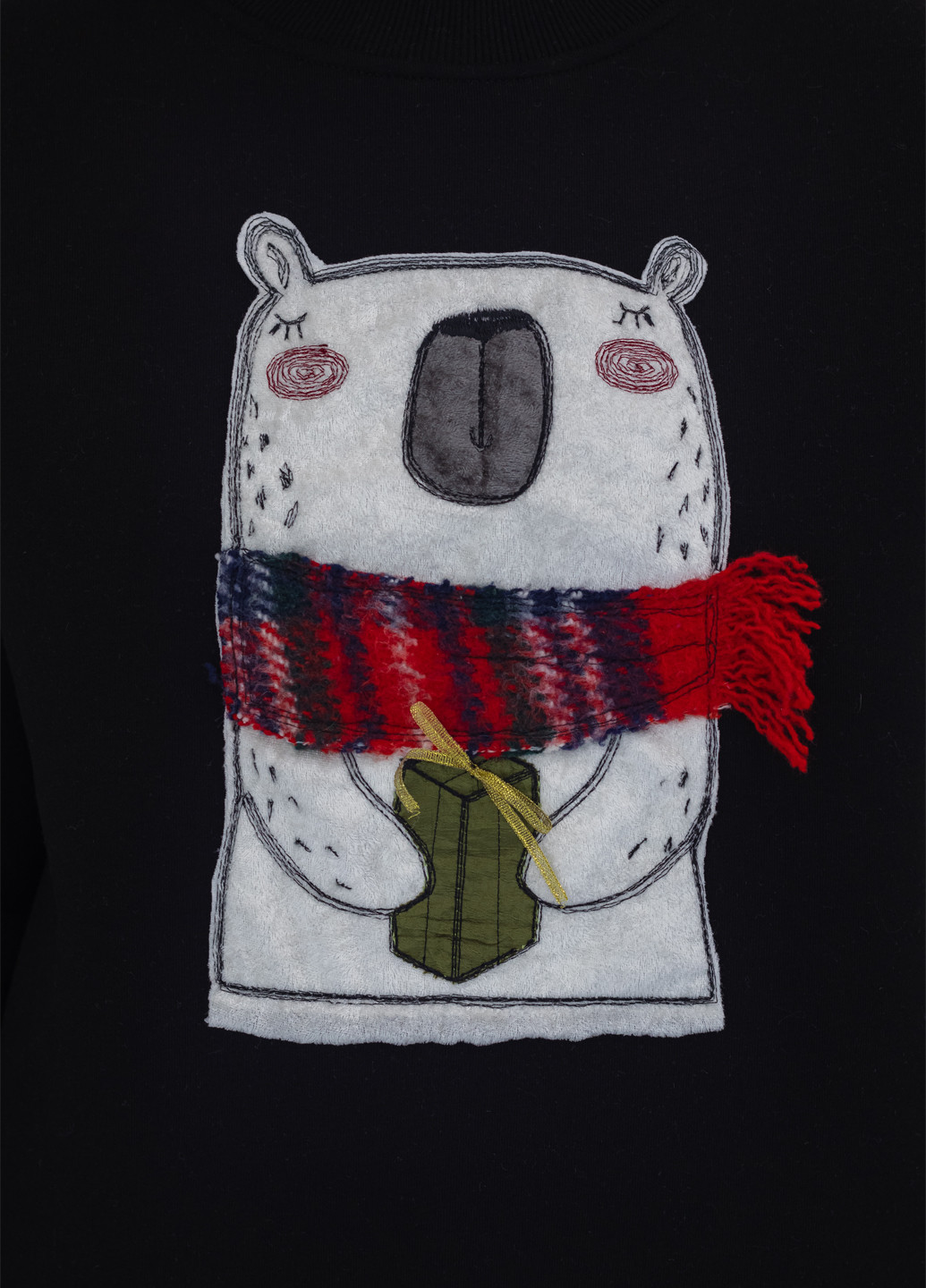 Чорний світшот Nora Kvittin однотонний вишивка, аплікація (301079905)