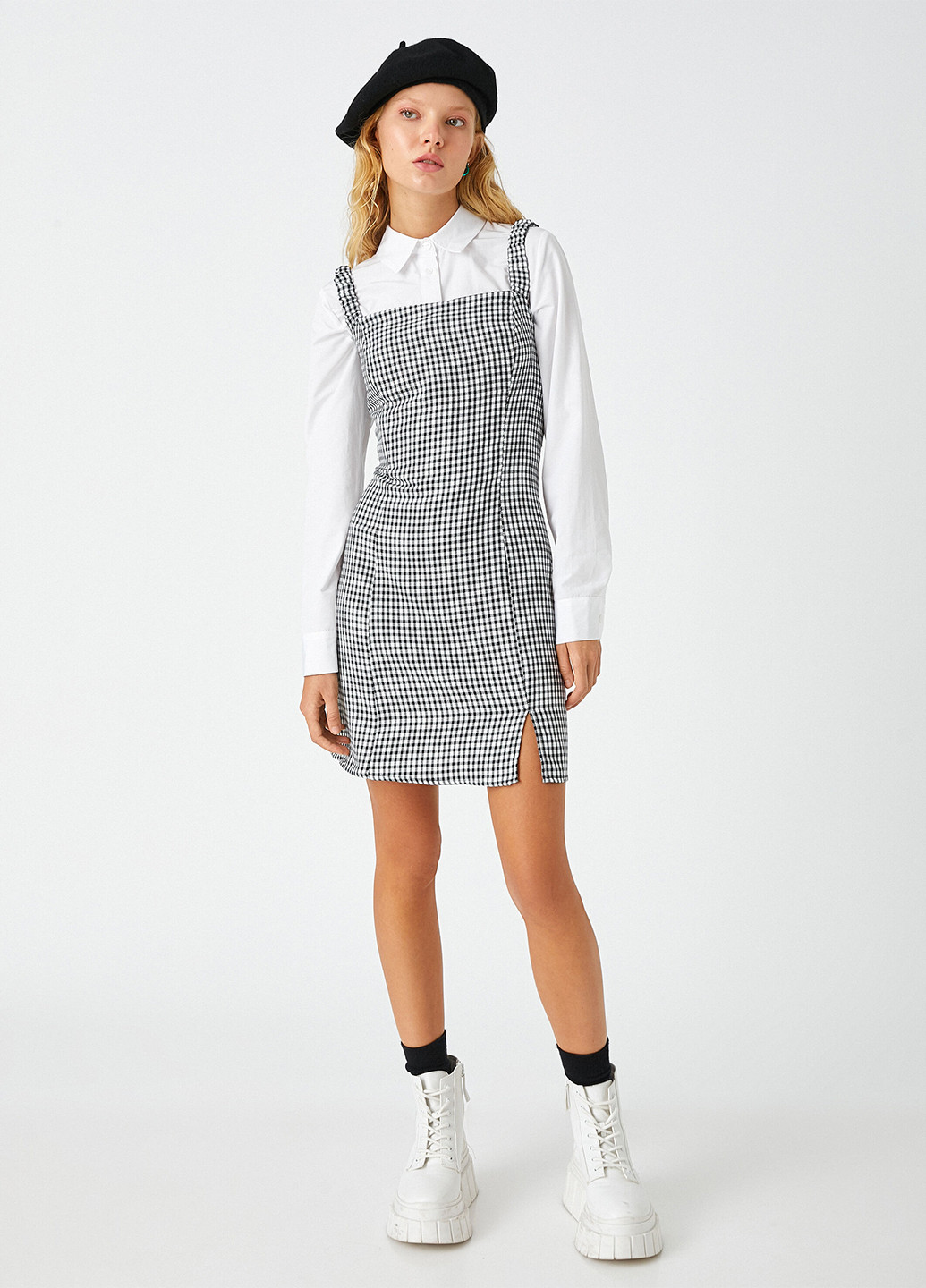 Чорно-білий кежуал сукня KOTON в клітинку